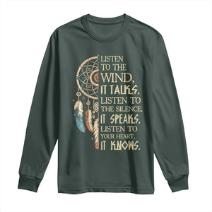 Indigenous Dreamcatcher Tribal Graphic Long Sleeve Shirt Listen To The Wind Listen To The Silence