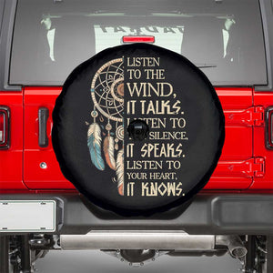 Indigenous Dreamcatcher Tribal Graphic Spare Tire Cover Listen To The Wind Listen To The Silence