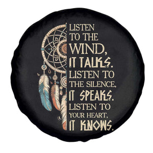 Indigenous Dreamcatcher Tribal Graphic Spare Tire Cover Listen To The Wind Listen To The Silence