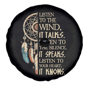 Indigenous Dreamcatcher Tribal Graphic Spare Tire Cover Listen To The Wind Listen To The Silence