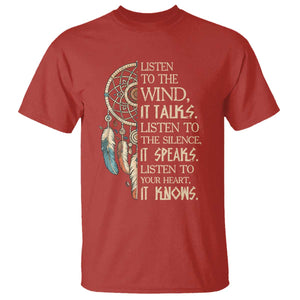 Indigenous Dreamcatcher Tribal Graphic T Shirt Listen To The Wind Listen To The Silence