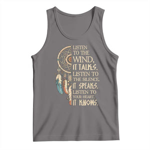 Indigenous Dreamcatcher Tribal Graphic Tank Top Listen To The Wind Listen To The Silence