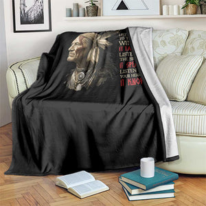 Listen To The Wind Listen To The Silence Throw Blanket Native American Wisdom