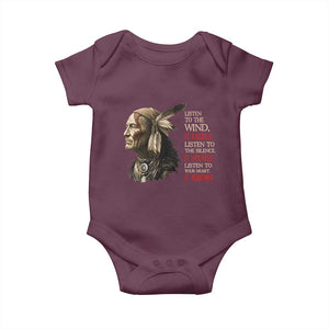 Listen To The Wind Listen To The Silence Baby Onesie Native American Wisdom