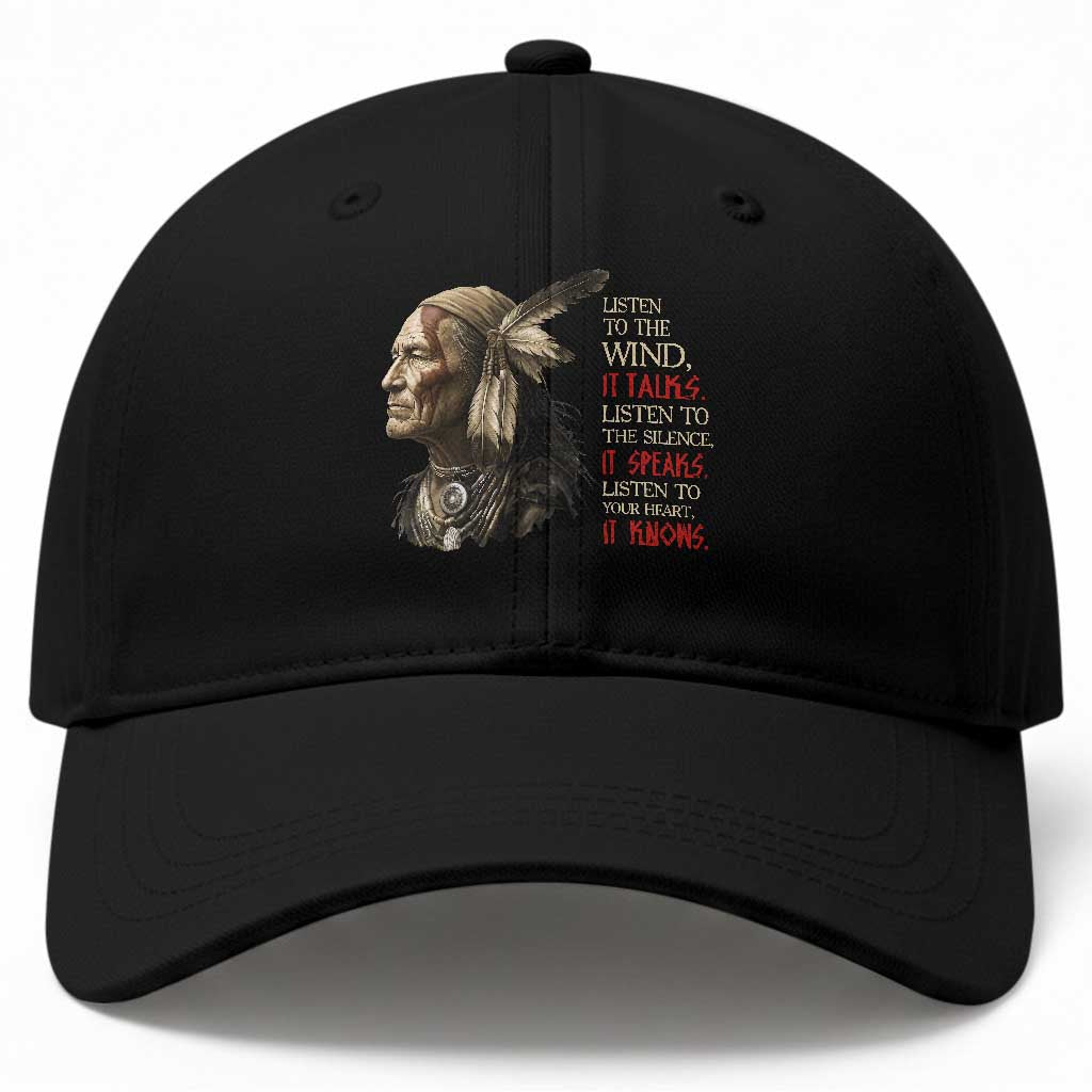 Listen To The Wind Listen To The Silence Baseball Cap Native American Wisdom TS12 Print Your Wear