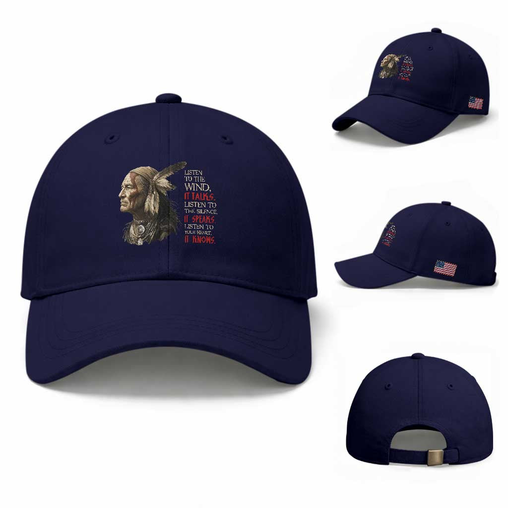 Listen To The Wind Listen To The Silence Baseball Cap Native American Wisdom