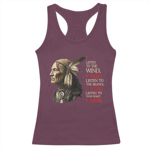 Listen To The Wind Listen To The Silence Racerback Tank Top Native American Wisdom