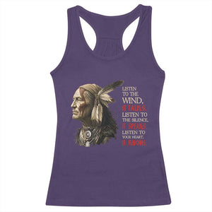 Listen To The Wind Listen To The Silence Racerback Tank Top Native American Wisdom