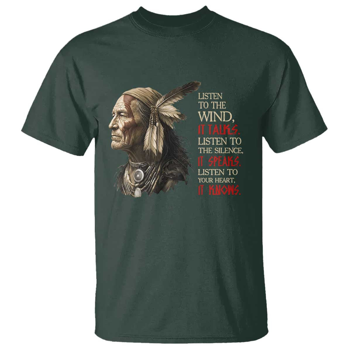 Listen To The Wind Listen To The Silence T Shirt Native American Wisdom