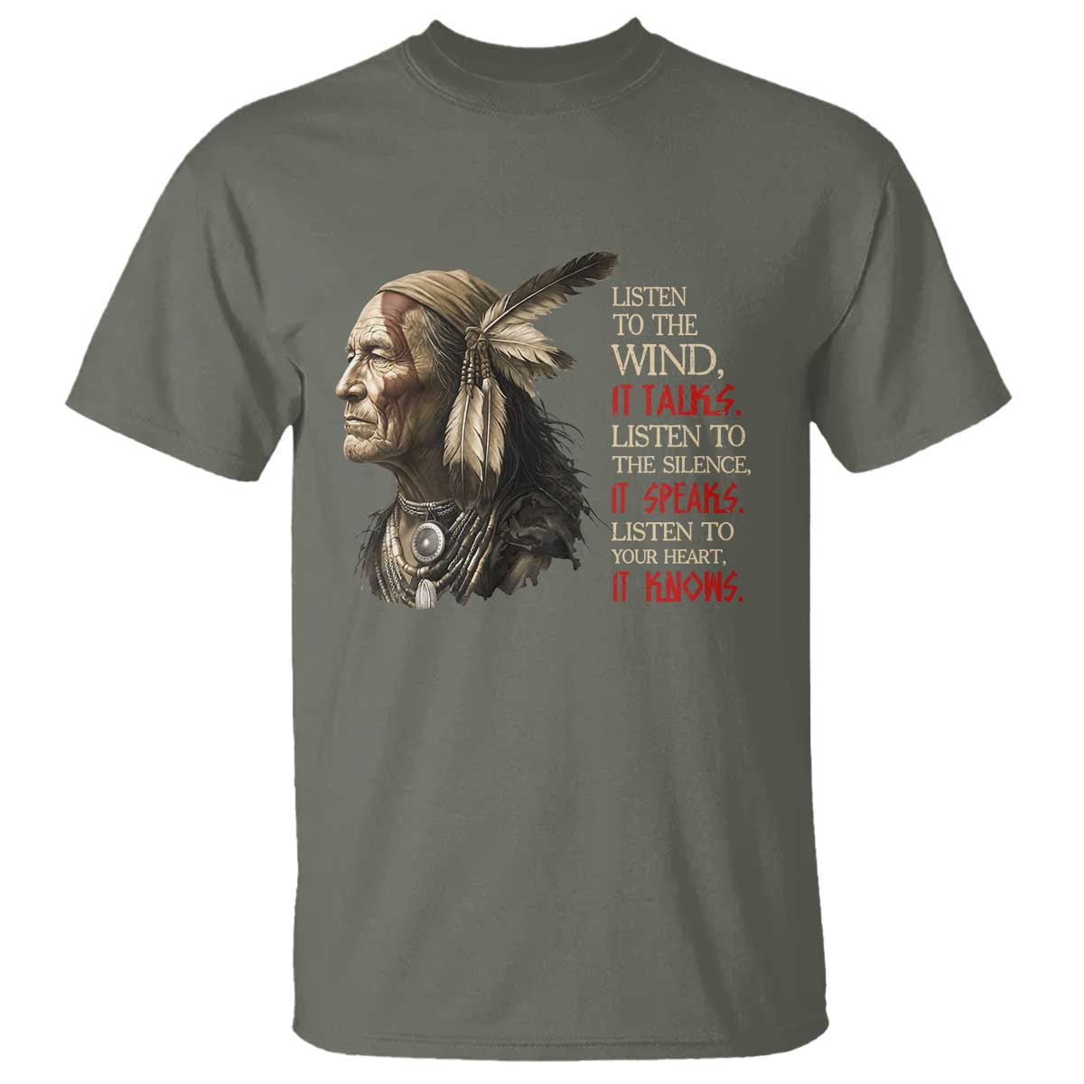 Listen To The Wind Listen To The Silence T Shirt Native American Wisdom