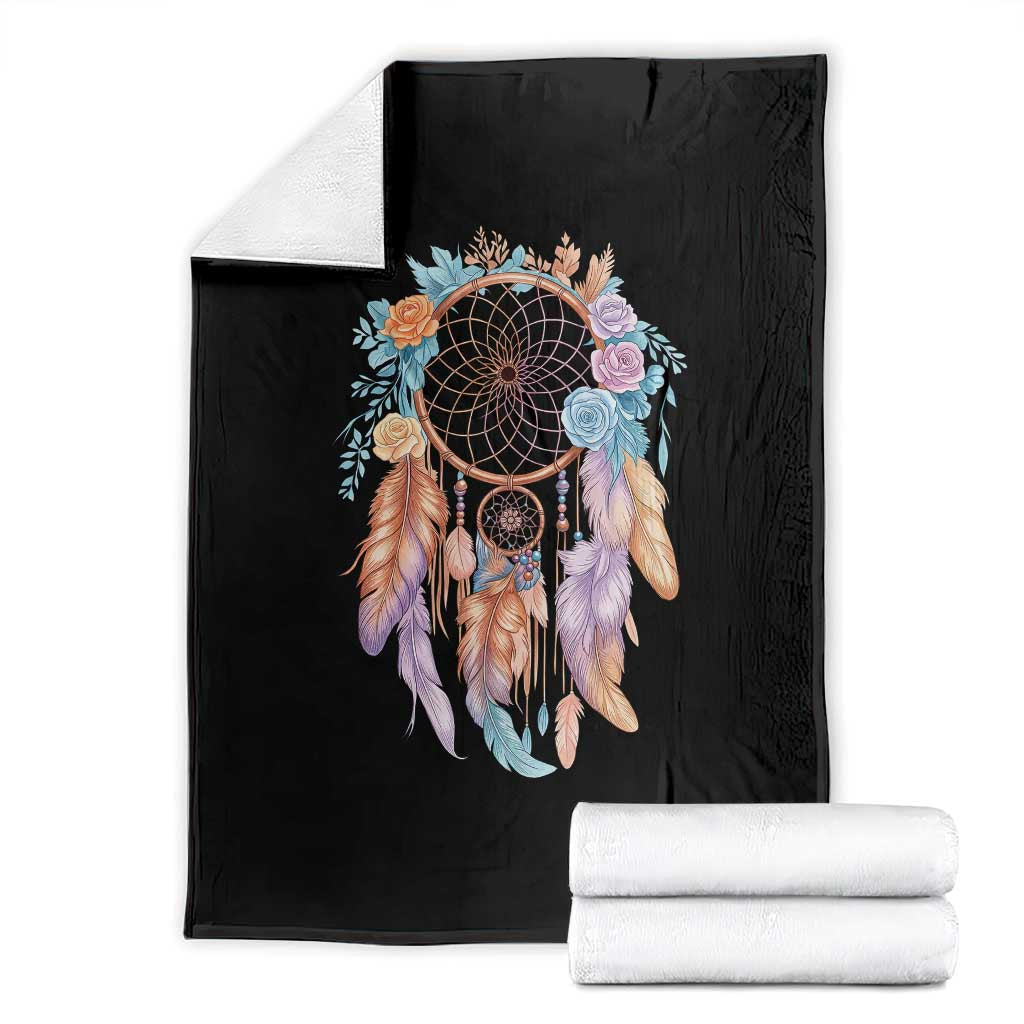 Dream Catcher Colorful Boho Floral Feather Graphic Throw Blanket TS12 Black Print Your Wear