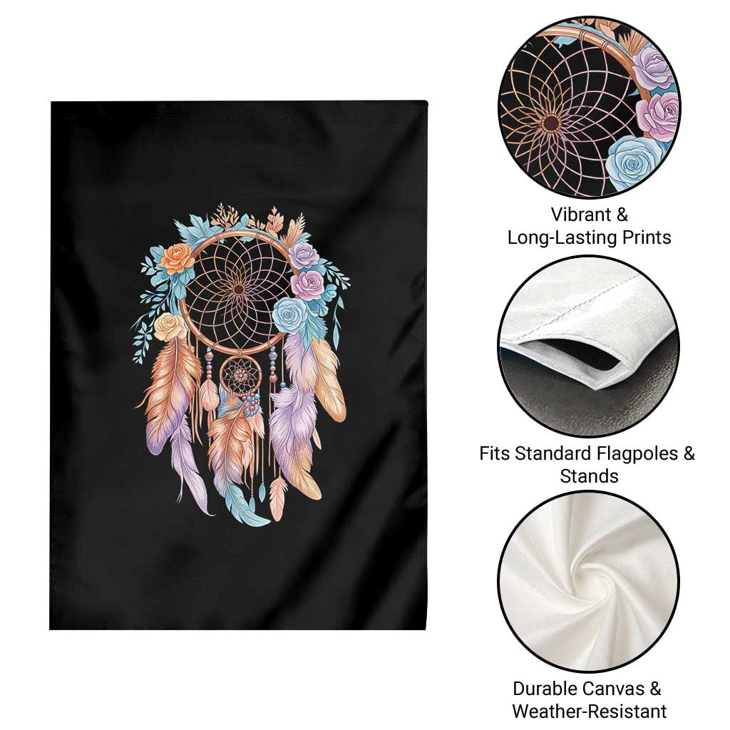 Dream Catcher Colorful Boho Floral Feather Graphic Garden Flag