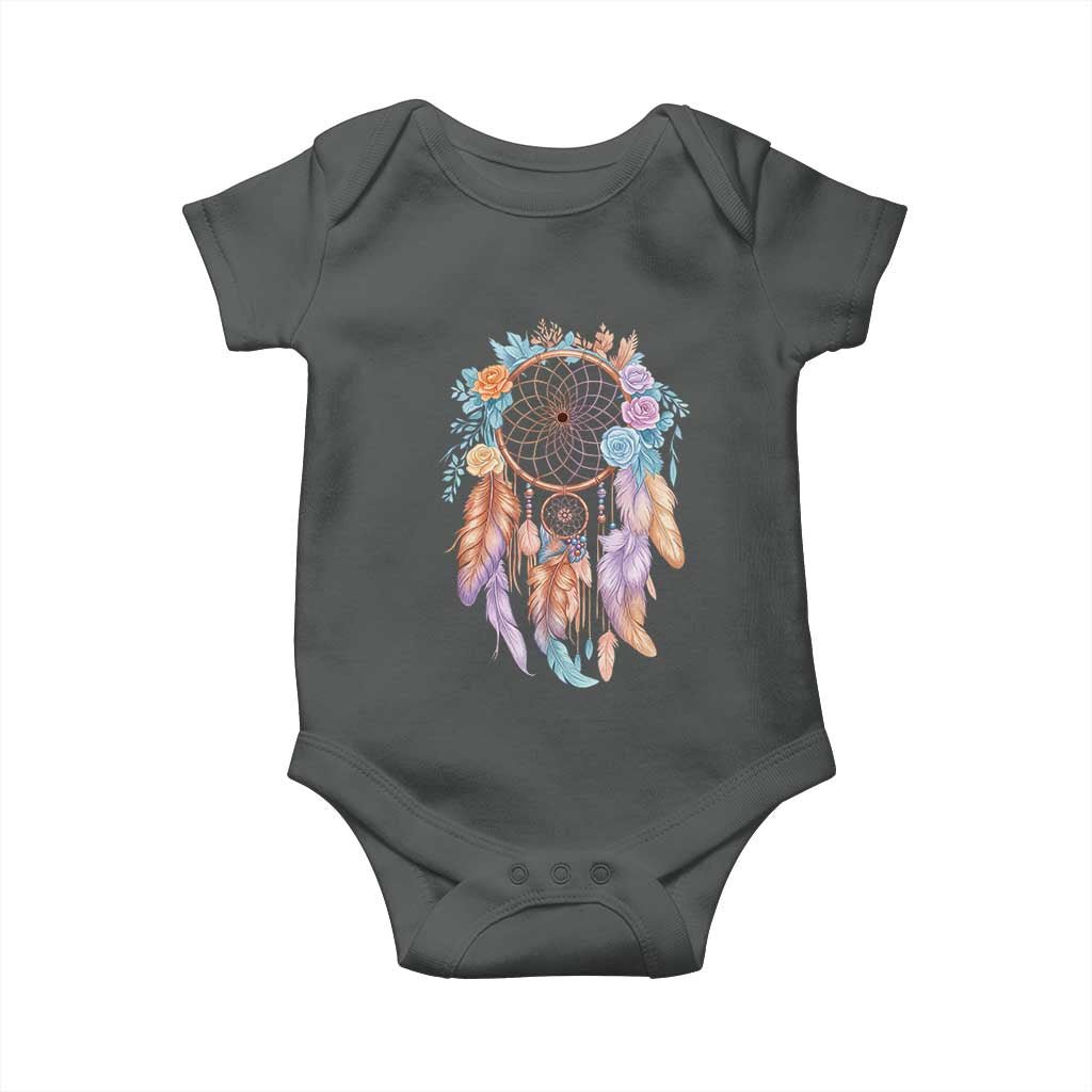 Dream Catcher Colorful Boho Floral Feather Graphic Baby Onesie