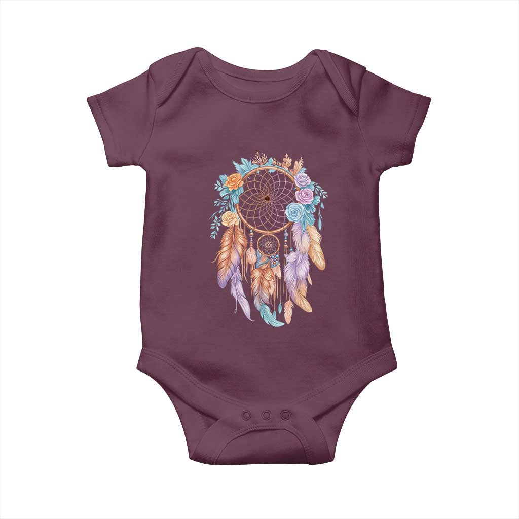 Dream Catcher Colorful Boho Floral Feather Graphic Baby Onesie