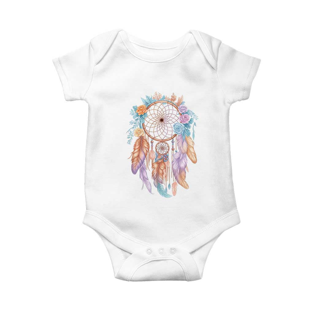 Dream Catcher Colorful Boho Floral Feather Graphic Baby Onesie