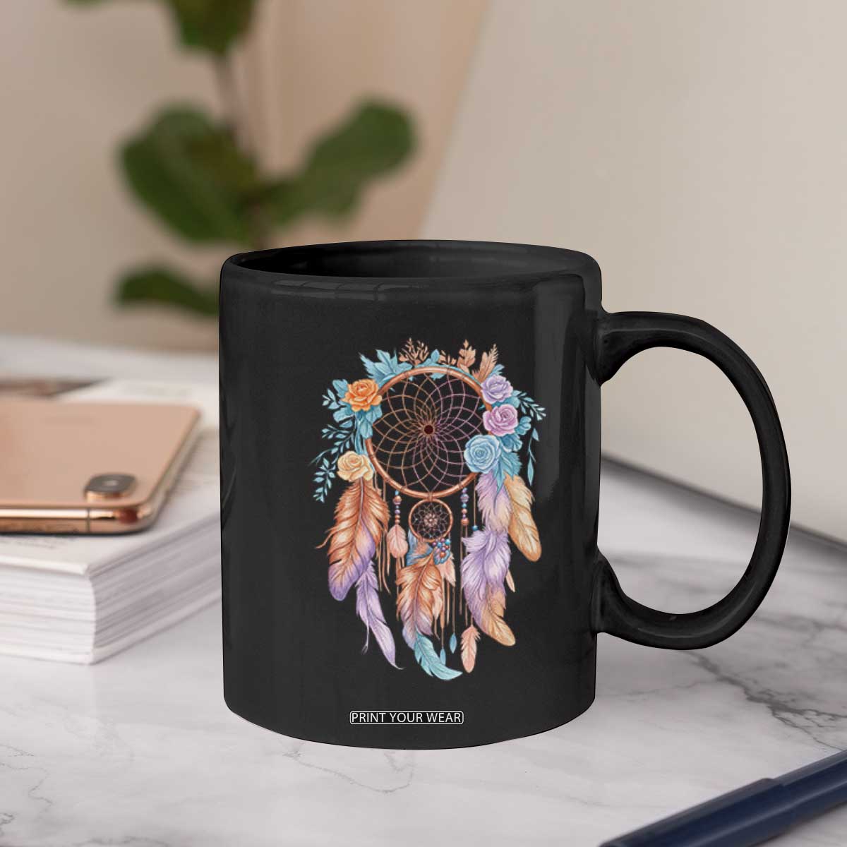 Dream Catcher Colorful Boho Floral Feather Graphic Coffee Mug