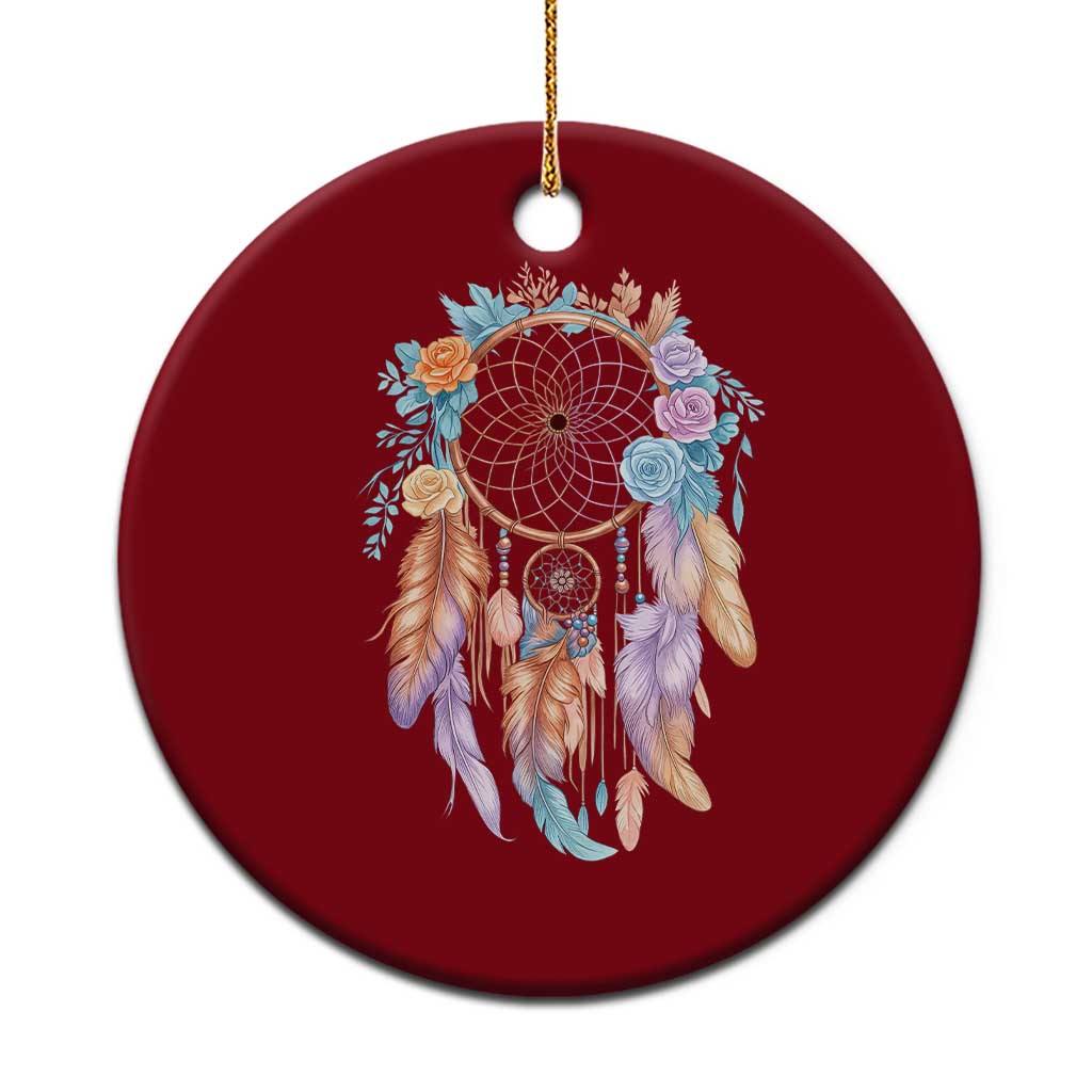 Dream Catcher Colorful Boho Floral Feather Graphic Ceramic Ornament TS12 1pc Red Print Your Wear