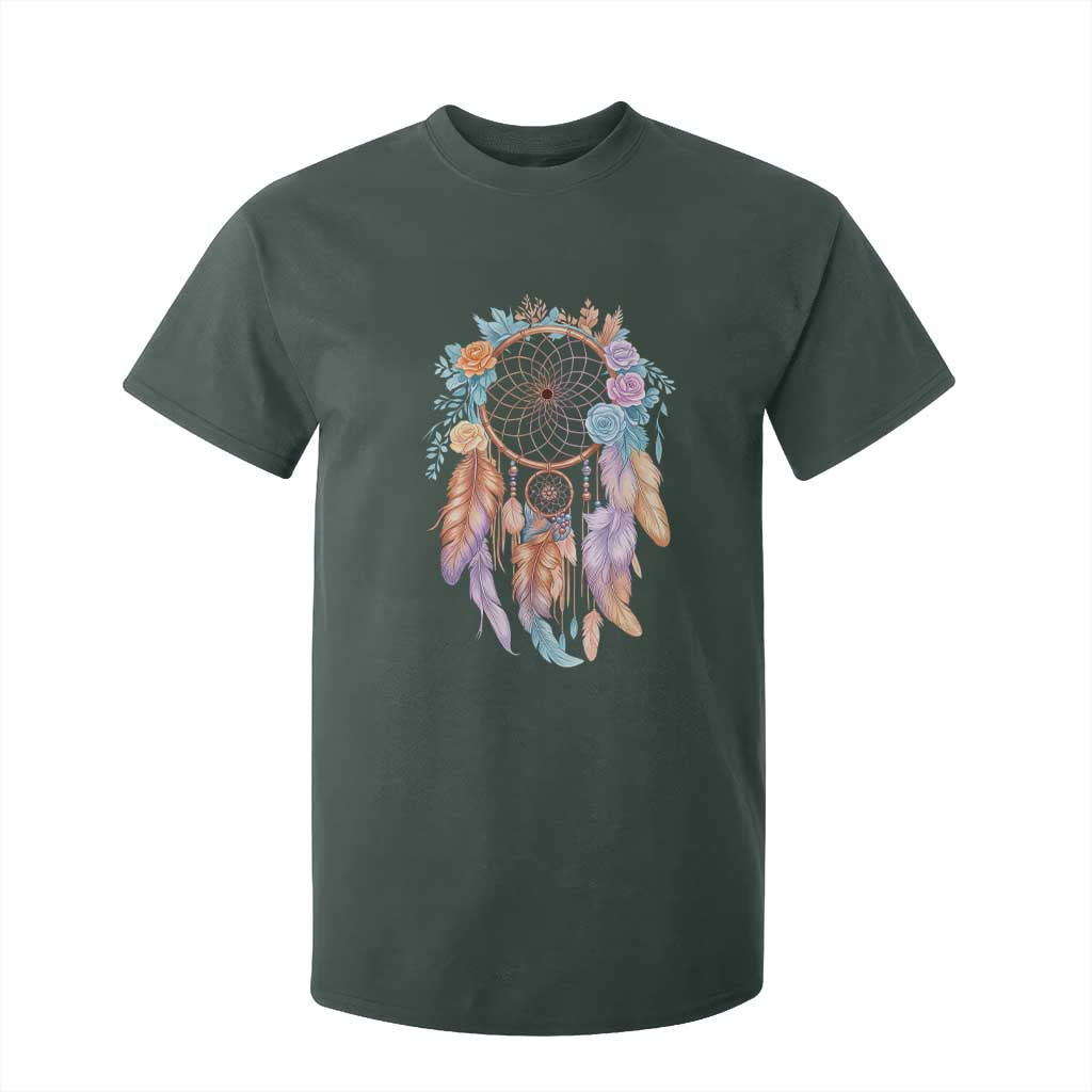 Dream Catcher Colorful Boho Floral Feather Graphic T Shirt For Kid