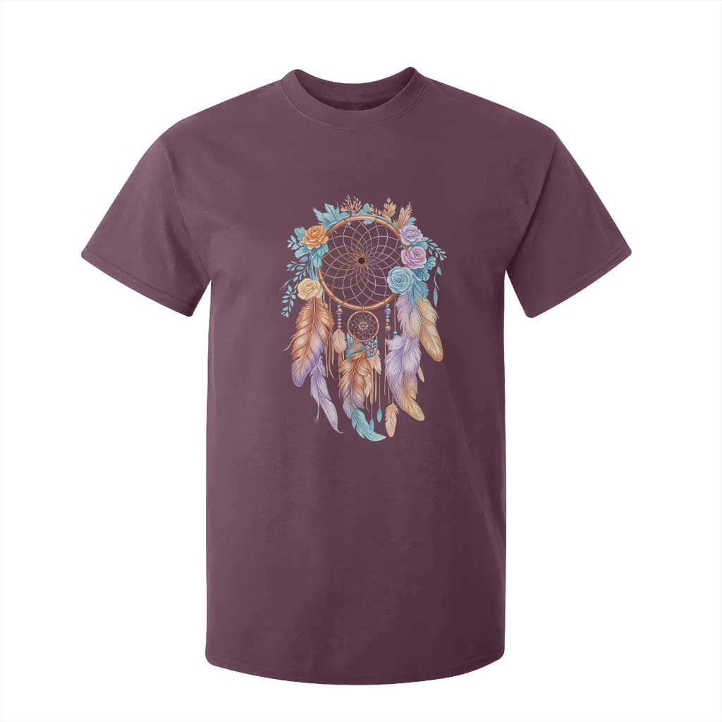 Dream Catcher Colorful Boho Floral Feather Graphic T Shirt For Kid