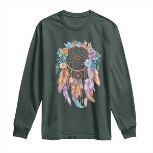 Dream Catcher Colorful Boho Floral Feather Graphic Long Sleeve Shirt