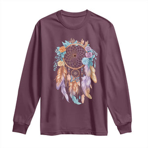 Dream Catcher Colorful Boho Floral Feather Graphic Long Sleeve Shirt
