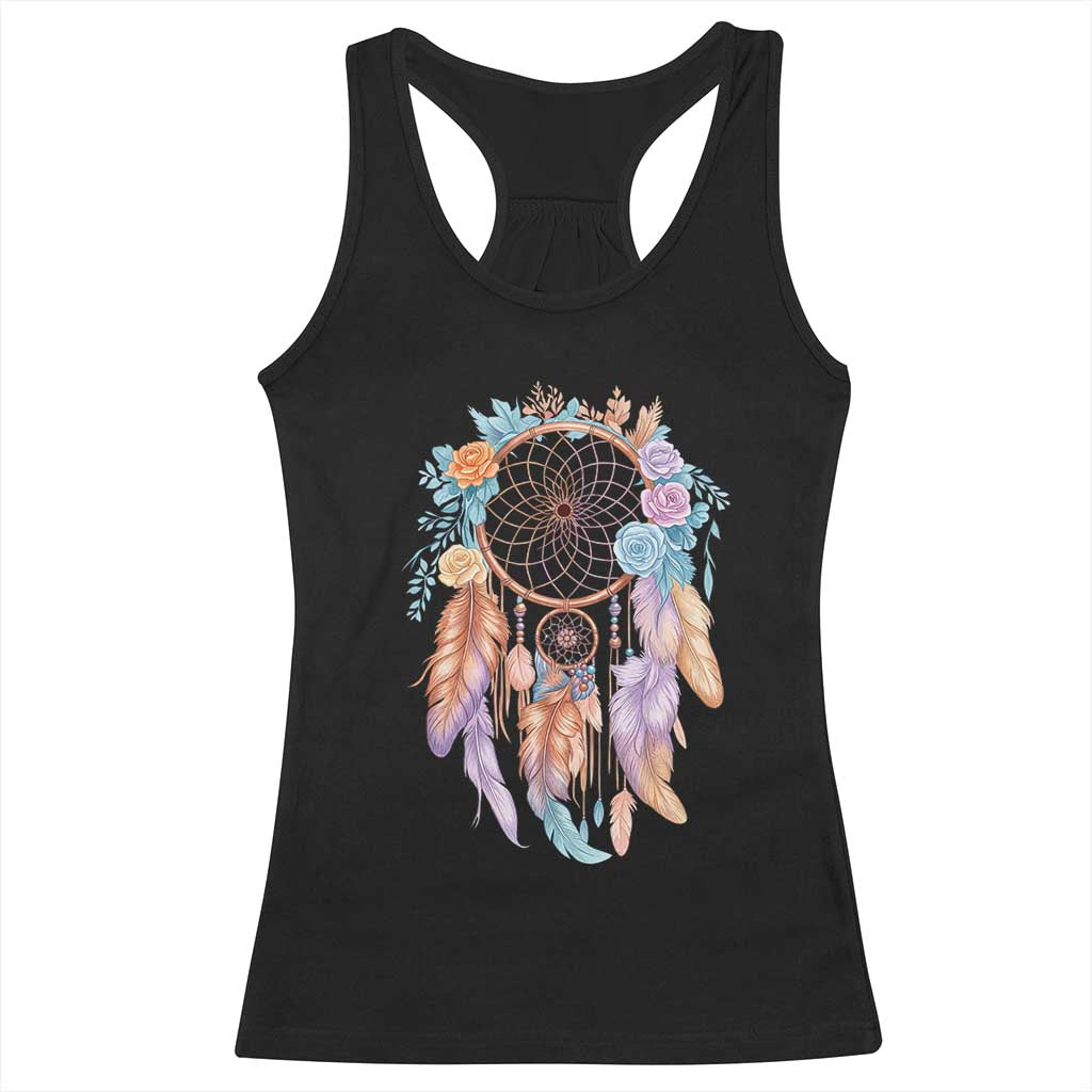 Dream Catcher Colorful Boho Floral Feather Graphic Racerback Tank Top TS12 Black Print Your Wear