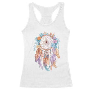 Dream Catcher Colorful Boho Floral Feather Graphic Racerback Tank Top