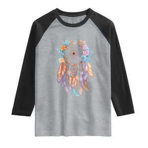 Dream Catcher Colorful Boho Floral Feather Graphic Raglan Shirt