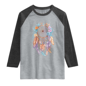 Dream Catcher Colorful Boho Floral Feather Graphic Raglan Shirt