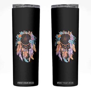 Dream Catcher Colorful Boho Floral Feather Graphic Skinny Tumbler