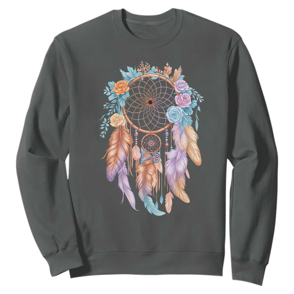 Dream Catcher Colorful Boho Floral Feather Graphic Sweatshirt