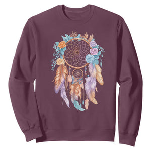 Dream Catcher Colorful Boho Floral Feather Graphic Sweatshirt
