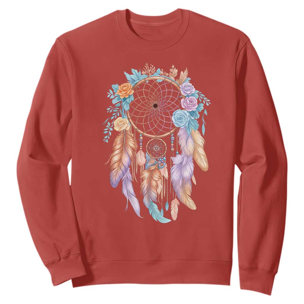 Dream Catcher Colorful Boho Floral Feather Graphic Sweatshirt