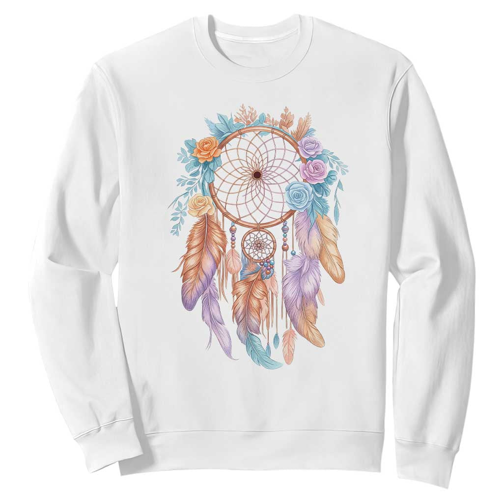 Dream Catcher Colorful Boho Floral Feather Graphic Sweatshirt