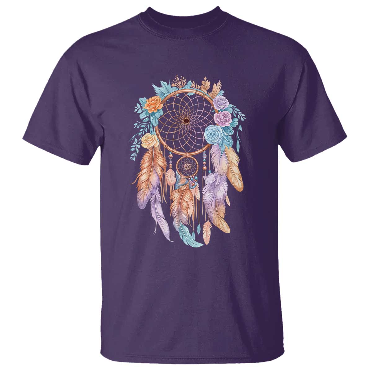 Dream Catcher Colorful Boho Floral Feather Graphic T Shirt