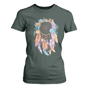 Dream Catcher Colorful Boho Floral Feather Graphic T Shirt For Women