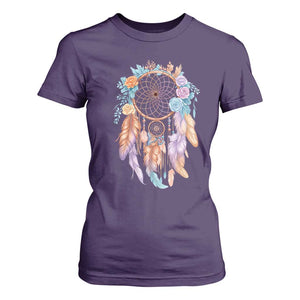 Dream Catcher Colorful Boho Floral Feather Graphic T Shirt For Women