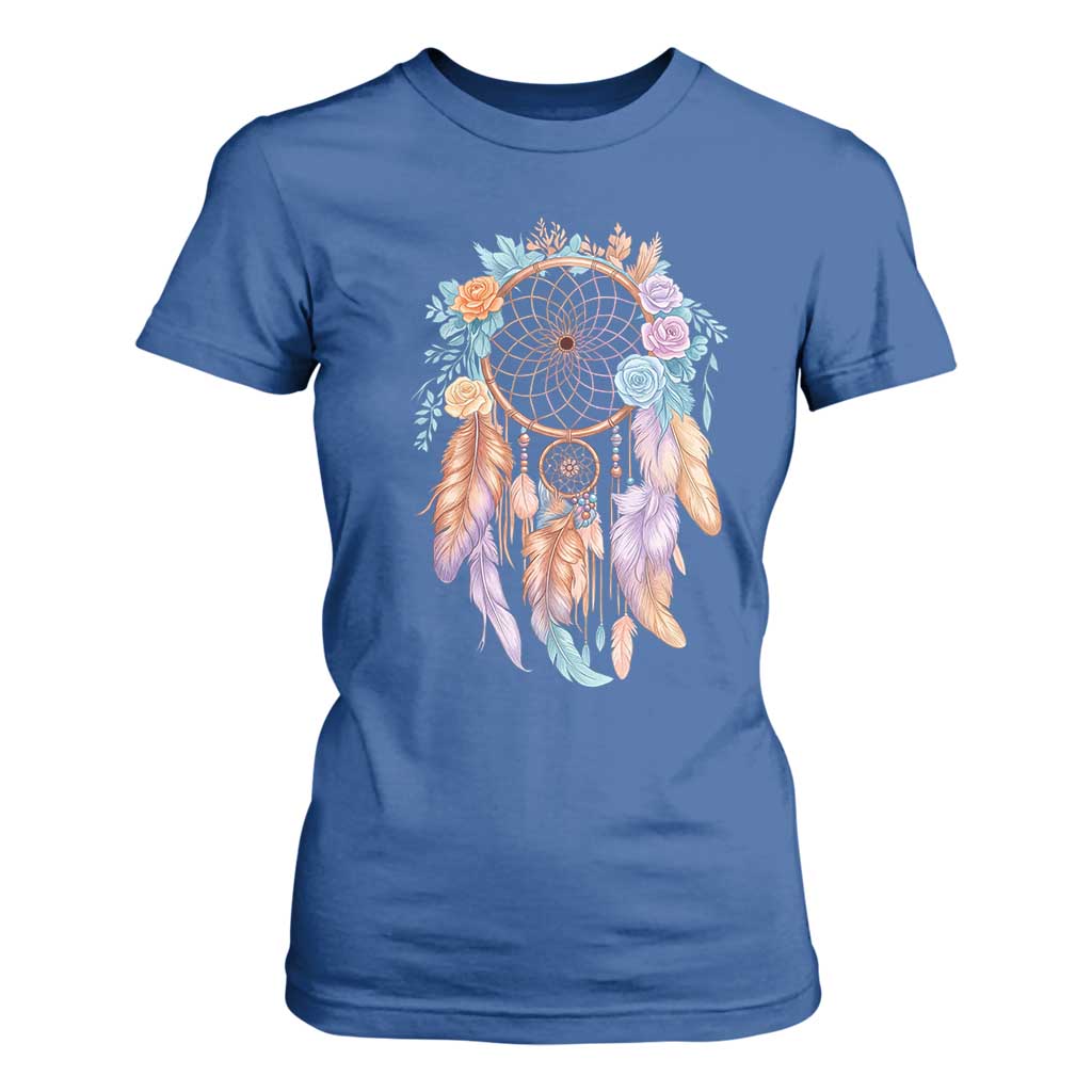 Dream Catcher Colorful Boho Floral Feather Graphic T Shirt For Women