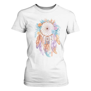 Dream Catcher Colorful Boho Floral Feather Graphic T Shirt For Women