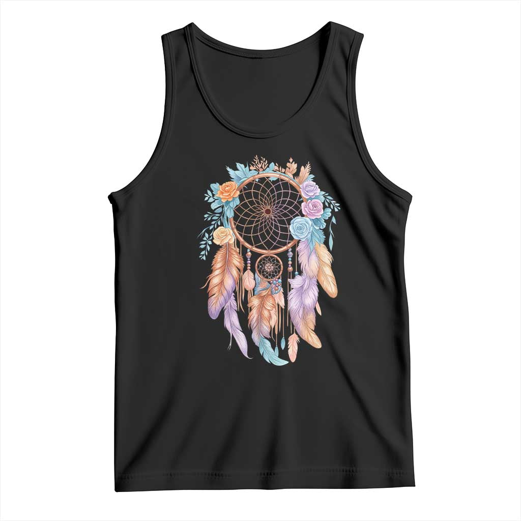 Dream Catcher Colorful Boho Floral Feather Graphic Tank Top TS12 Black Print Your Wear