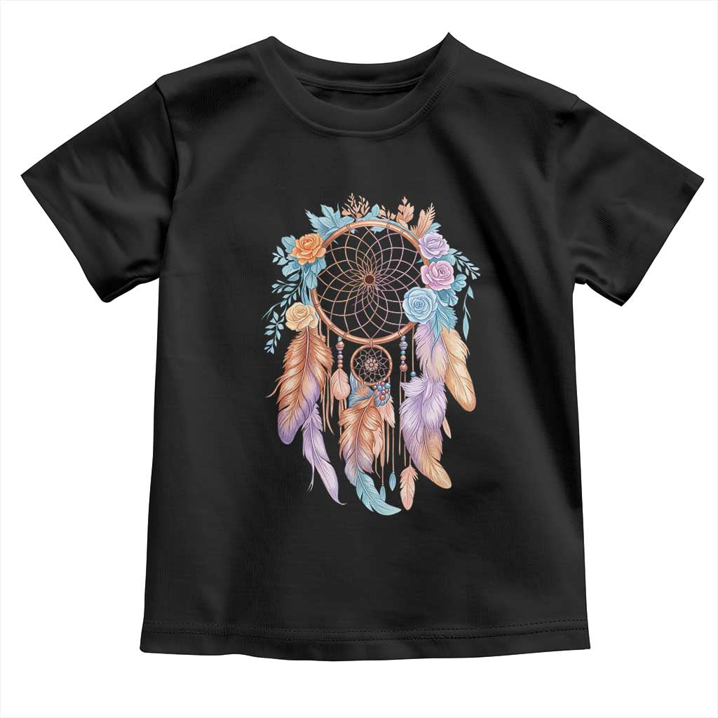 Dream Catcher Colorful Boho Floral Feather Graphic Toddler T Shirt