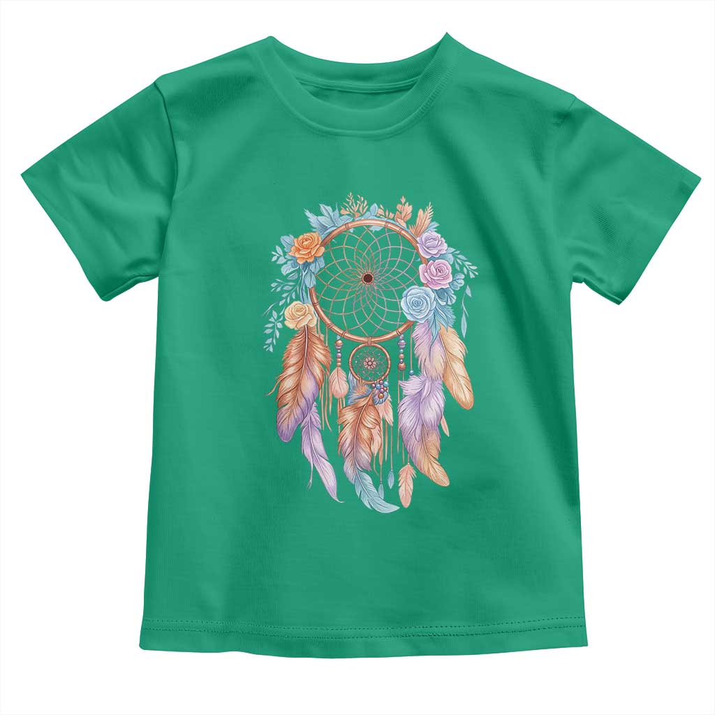 Dream Catcher Colorful Boho Floral Feather Graphic Toddler T Shirt
