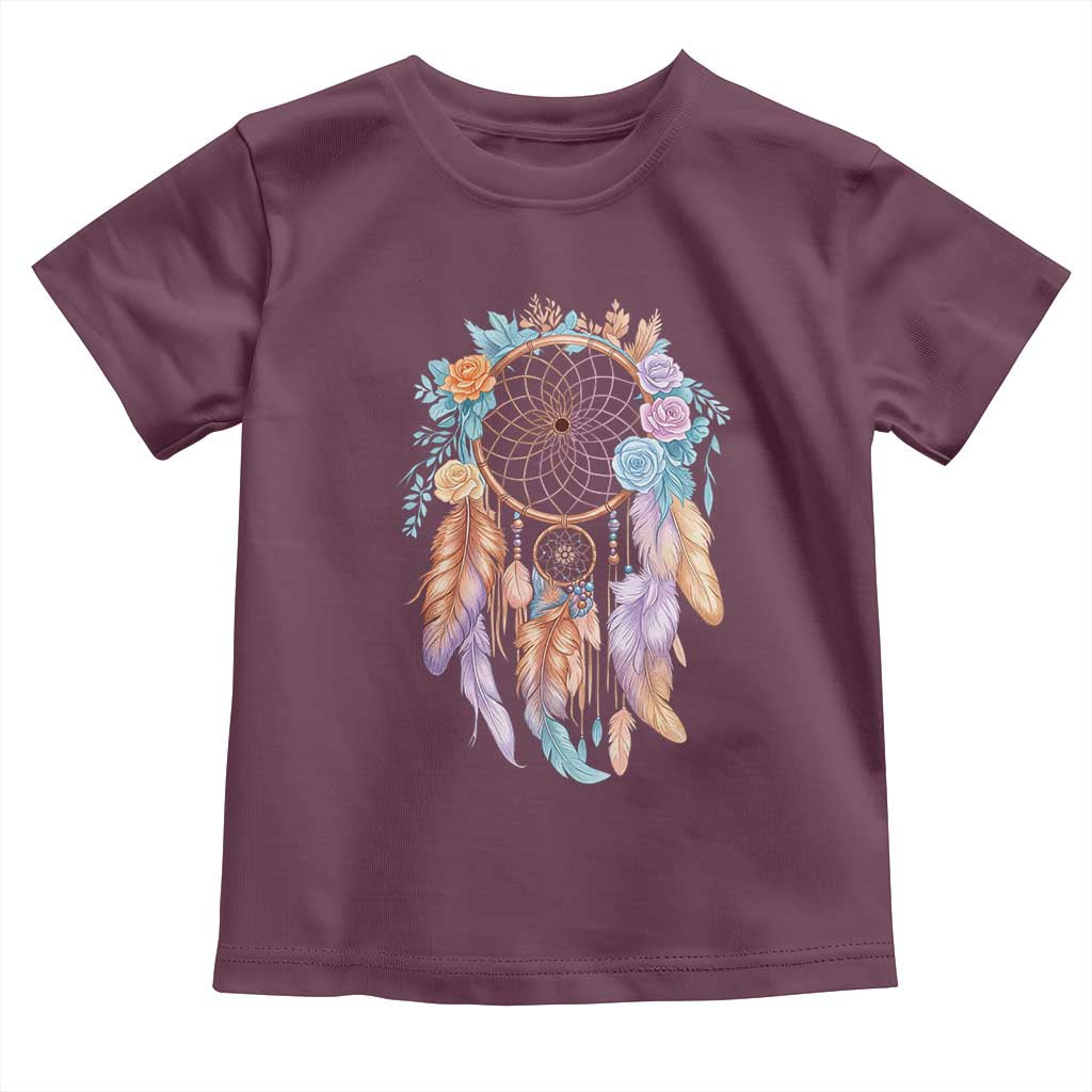 Dream Catcher Colorful Boho Floral Feather Graphic Toddler T Shirt
