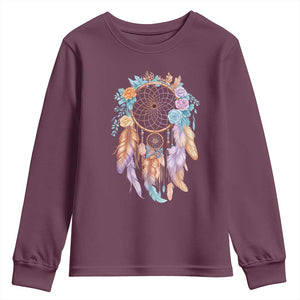 Dream Catcher Colorful Boho Floral Feather Graphic Youth Sweatshirt