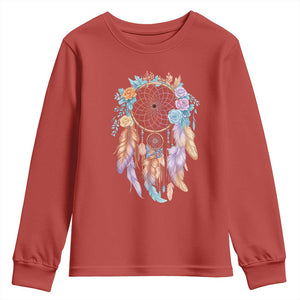 Dream Catcher Colorful Boho Floral Feather Graphic Youth Sweatshirt