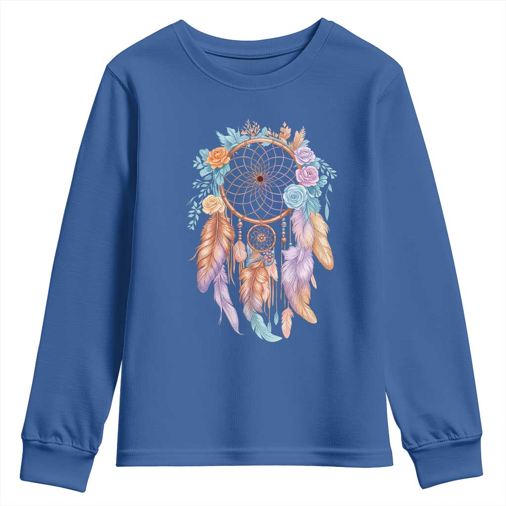 Dream Catcher Colorful Boho Floral Feather Graphic Youth Sweatshirt