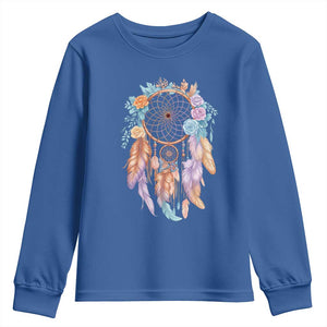 Dream Catcher Colorful Boho Floral Feather Graphic Youth Sweatshirt