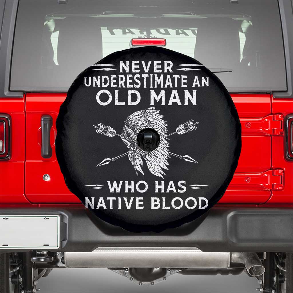 Native American Warrior Spare Tire Cover Never Underestimate An Old Man Who Has Native Blood