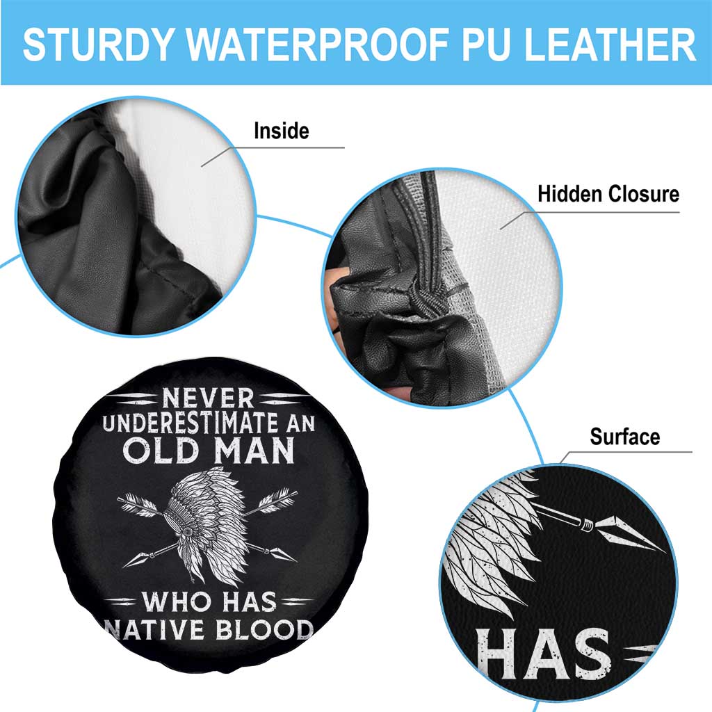 Native American Warrior Spare Tire Cover Never Underestimate An Old Man Who Has Native Blood