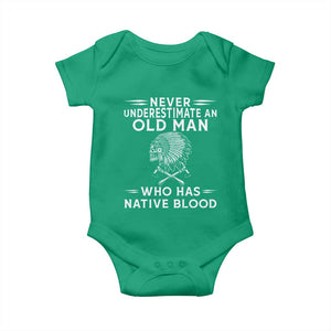 Native Warrior Skull Baby Onesie Never Underestimate An Old Man Who Has Native Blood